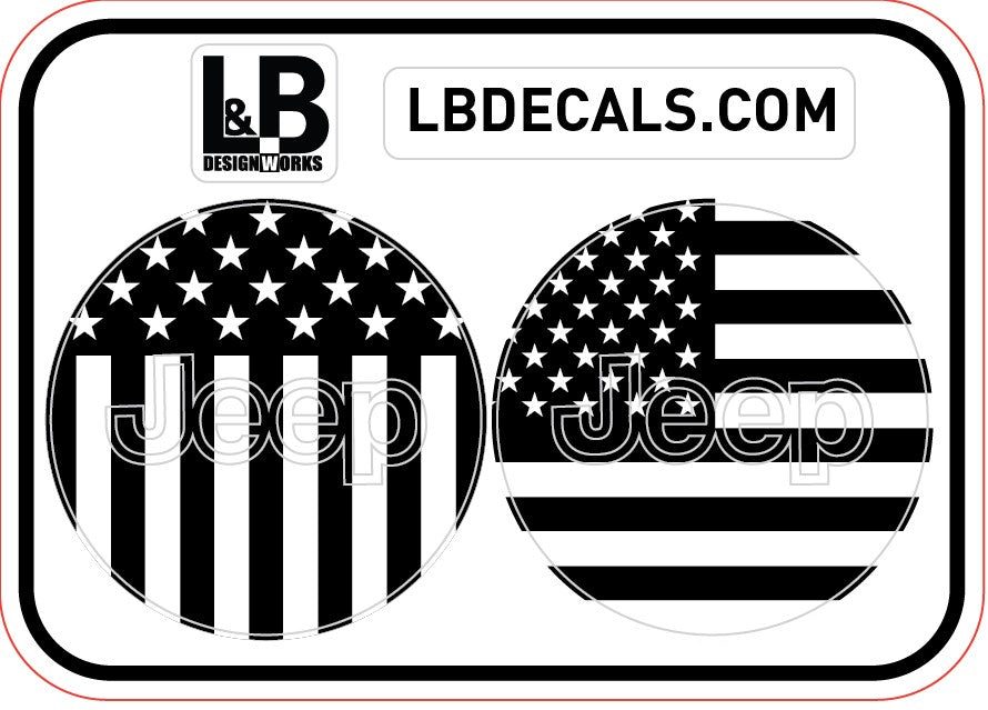 American Flag Steering Wheel Jeep Overlay Vinyl Decal Set- fits Wrangler JL & Jeep Gladiator JT