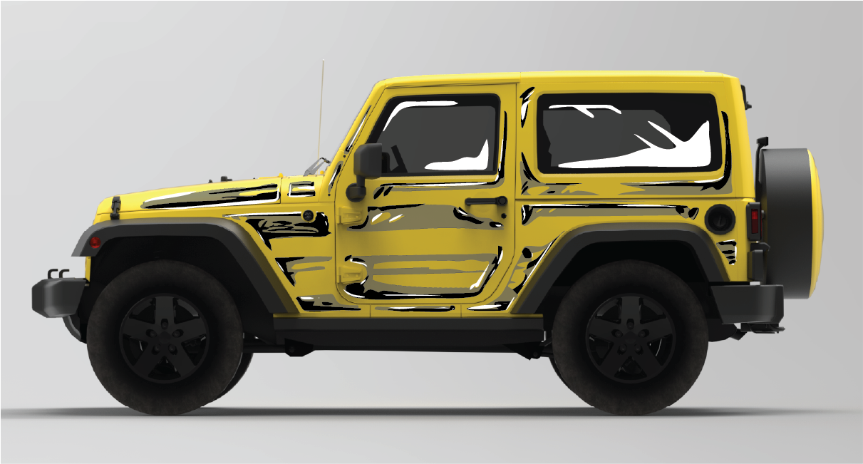 2 Door Jeep Wrangler JK: Comic Style Cel Shading Sketch Graphics Kit