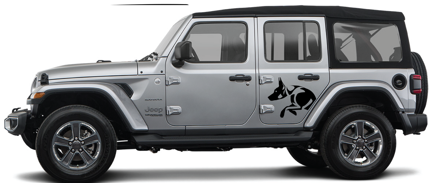 Doberman Dog Side Door Decal- Fits Jeep Wrangler & Gladiator JL Side Door Decal-Pair