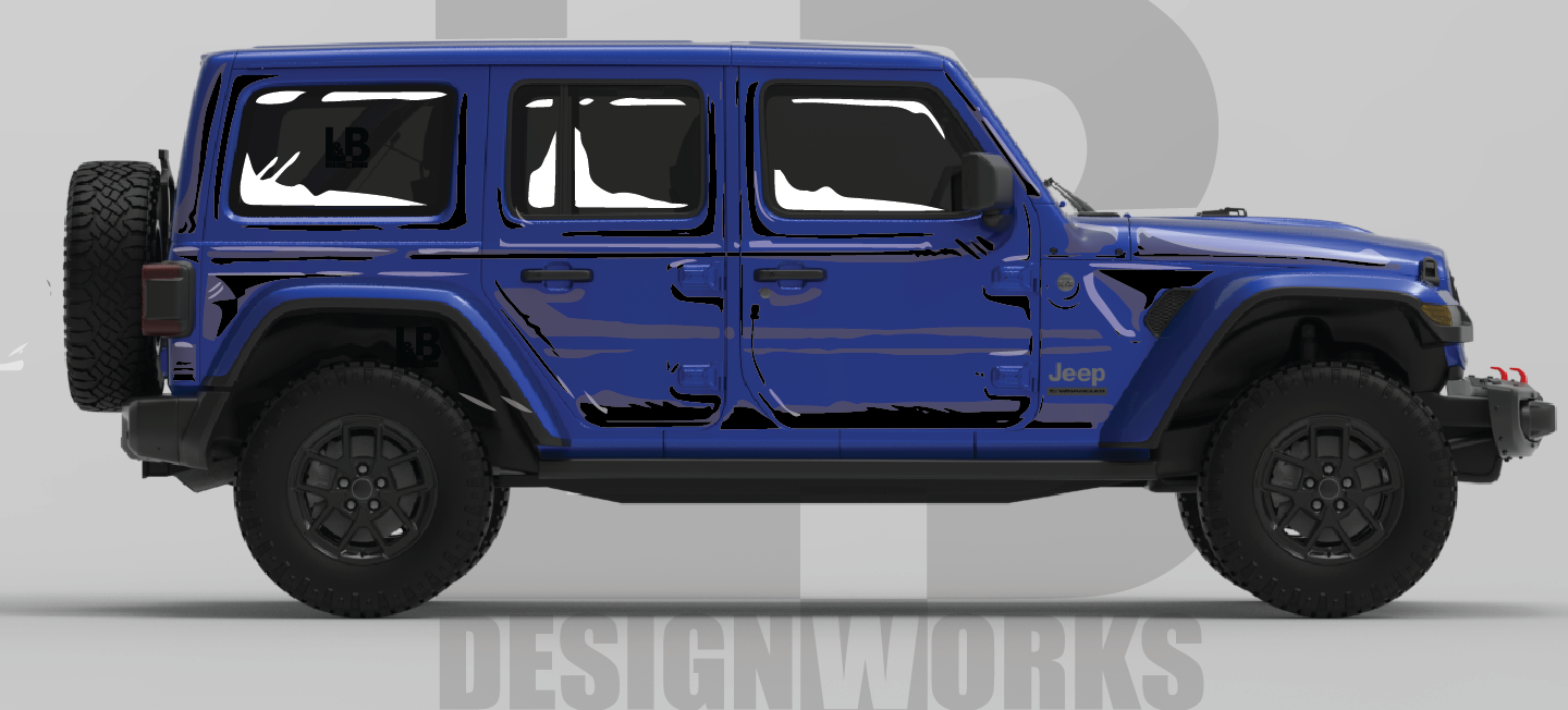 Jeep Wrangler JL: Comic Style Cel Shading Sketch Graphics Kit