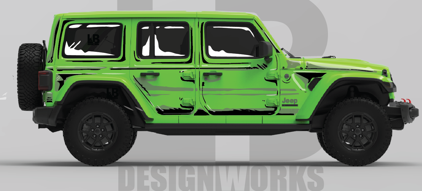 Jeep Wrangler JL: Comic Style Cel Shading Sketch Graphics Kit