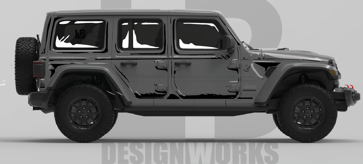 Jeep Wrangler JL: Comic Style Cel Shading Sketch Graphics Kit