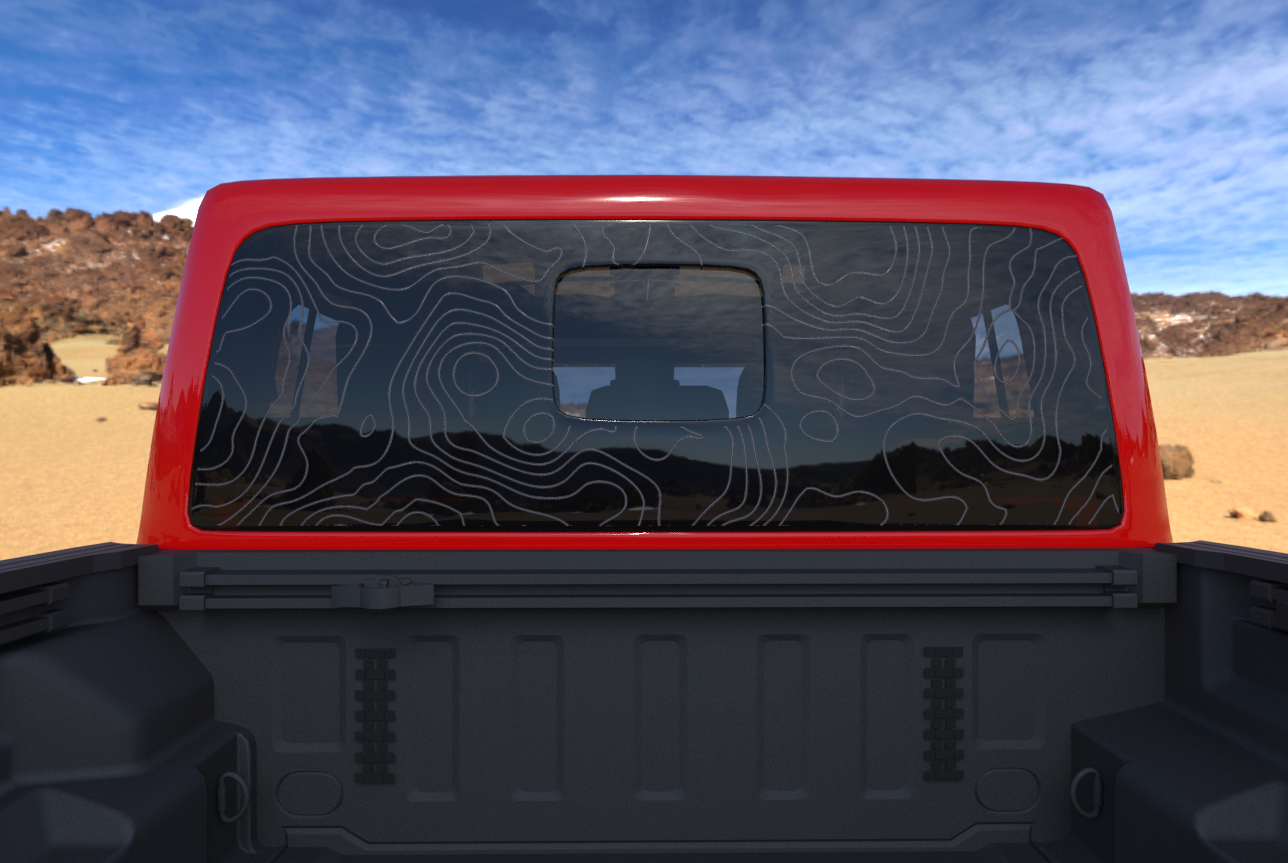 Topographical Rear Window Decal- Fits Jeep Gladiator