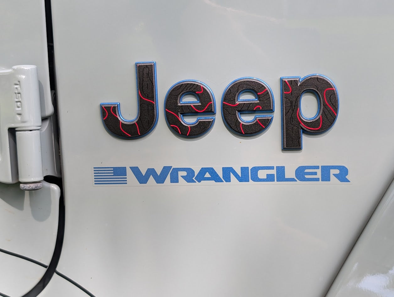 Topographical Side Jeep Overlay Vinyl Decal Set-Pair- fits Wrangler JL & Jeep Gladiator JT
