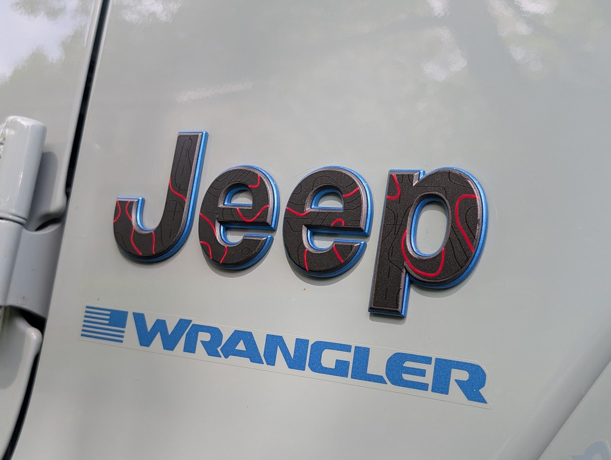 Topographical Side Jeep Overlay Vinyl Decal Set-Pair- fits Wrangler JL & Jeep Gladiator JT