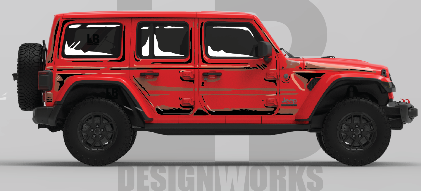 Jeep Wrangler JL: Comic Style Cel Shading Sketch Graphics Kit