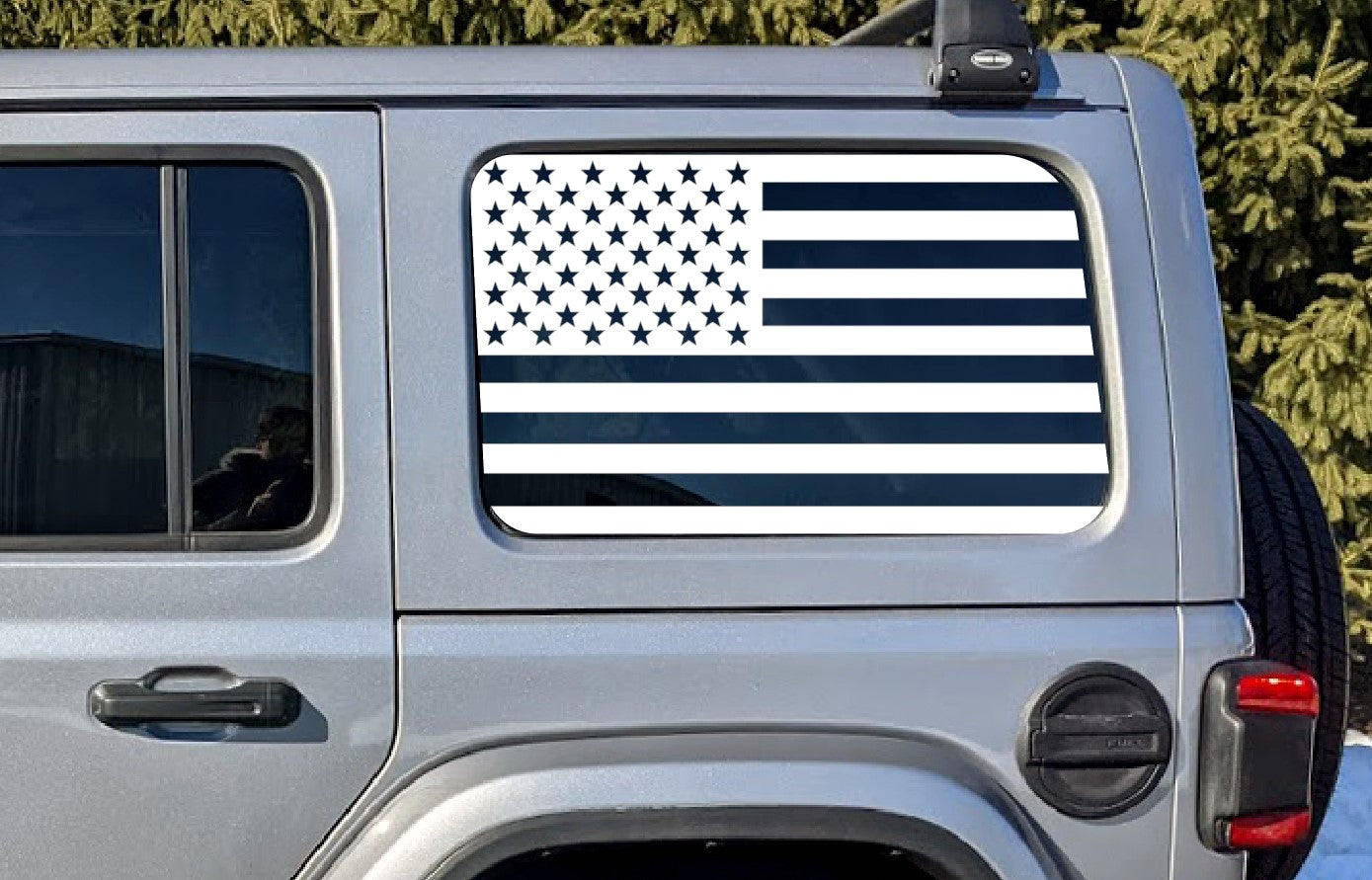 USA American Flag Rear Window Decal- Fits Jeep Wrangler JL