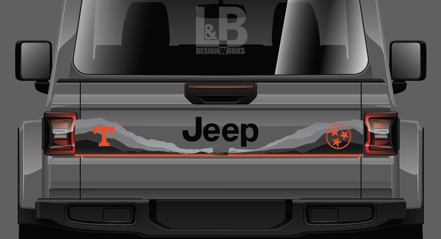 Custom Designed Blackout tailgate decal set- fits 2020 and newer Jeep Gladiator