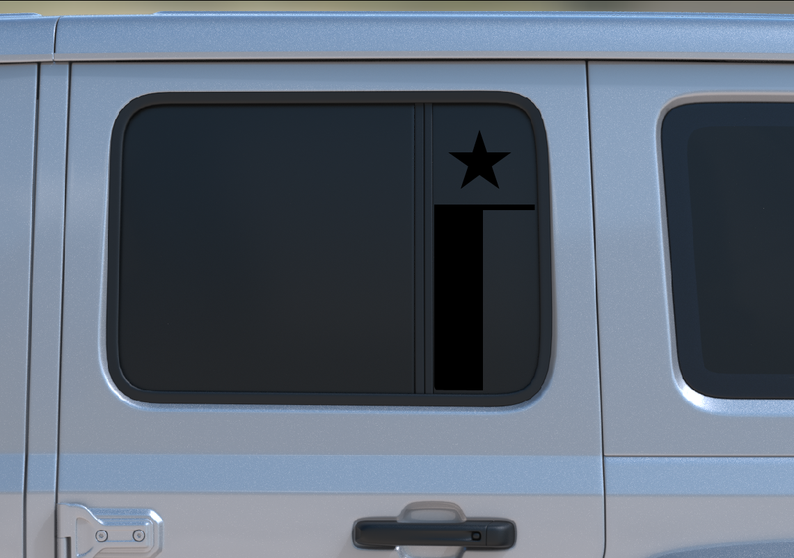 Texas Flag Window Star Decal- Fits Jeep Wrangler & Gladiator Rear Door Window-Pair