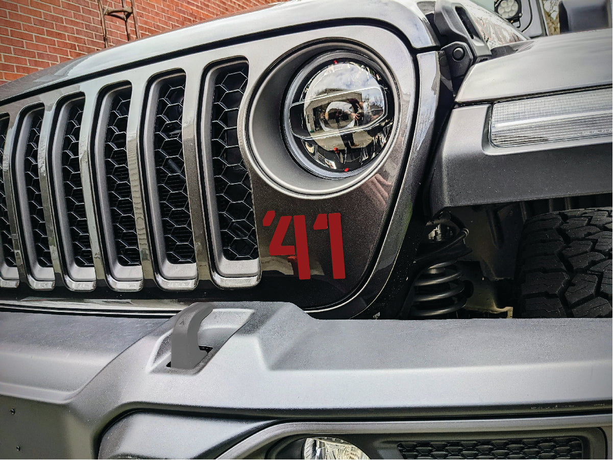 '41 Decal Pair-Willys Inspired- Fits Jeep Wrangler & Gladiator Grille Decal-Pair