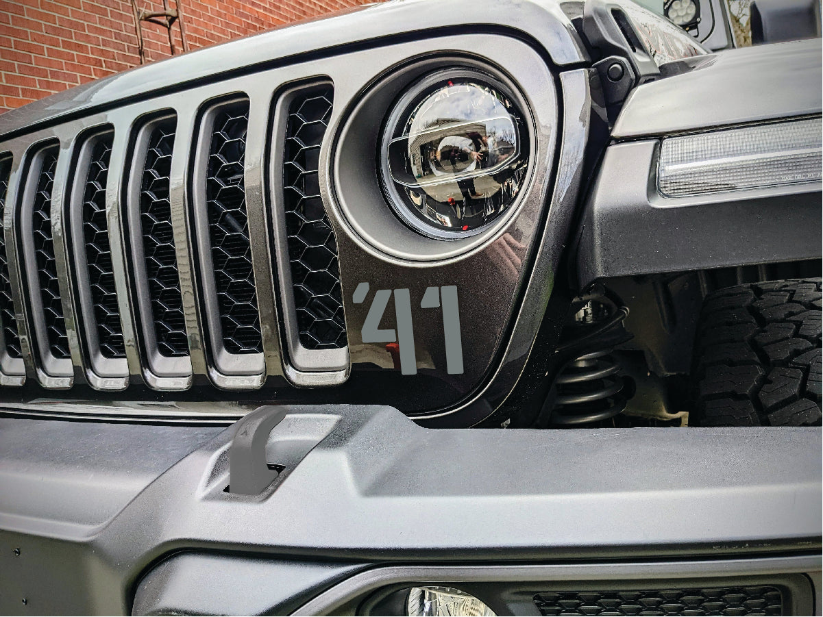 '41 Decal Pair-Willys Inspired- Fits Jeep Wrangler & Gladiator Grille Decal-Pair