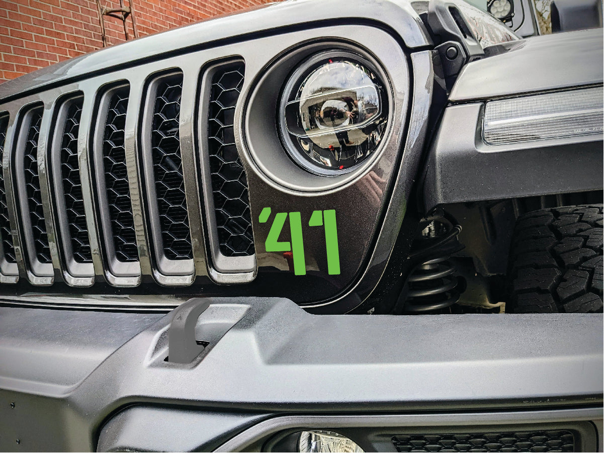 '41 Decal Pair-Willys Inspired- Fits Jeep Wrangler & Gladiator Grille Decal-Pair