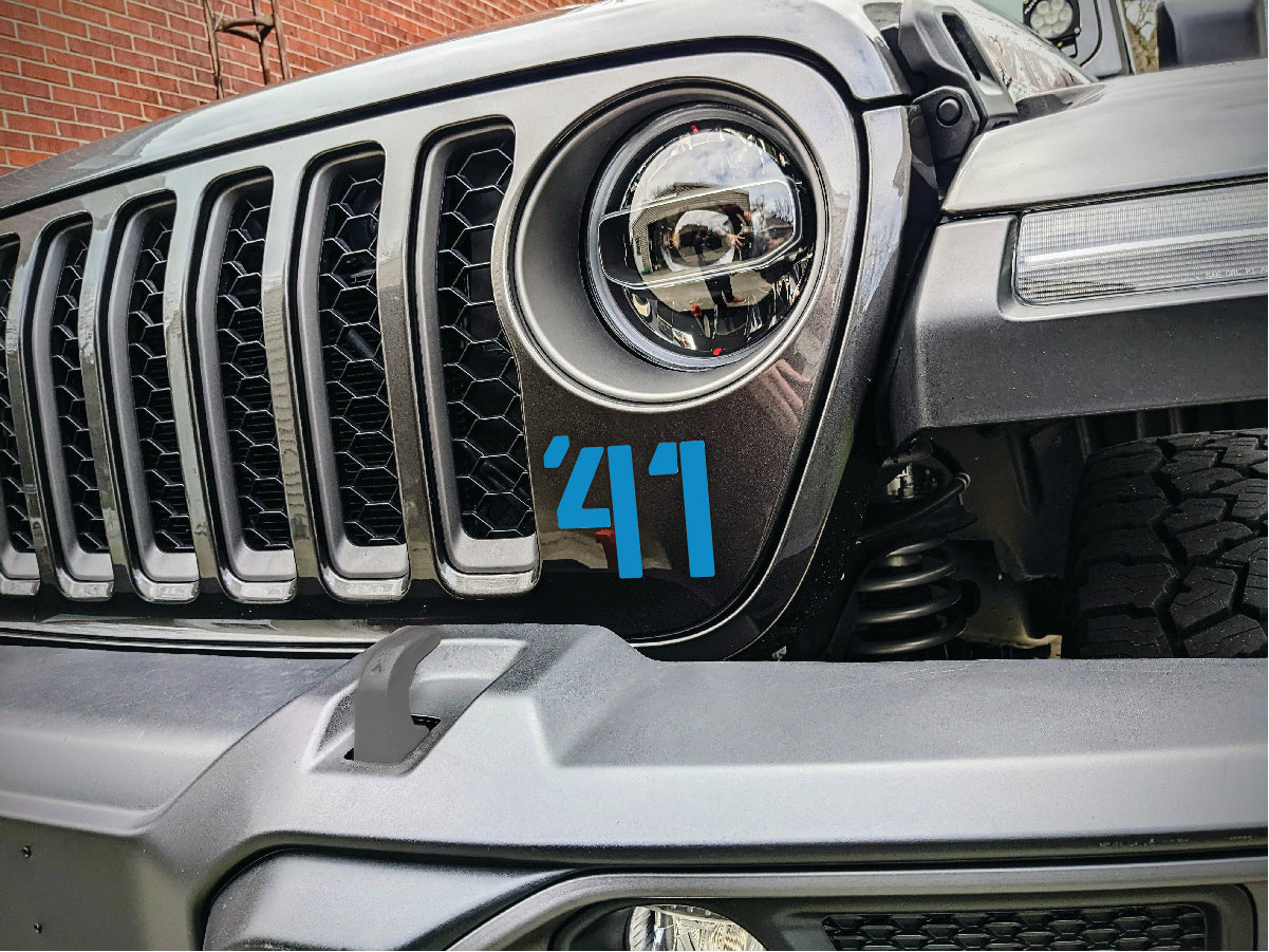 '41 Decal Pair-Willys Inspired- Fits Jeep Wrangler & Gladiator Grille Decal-Pair