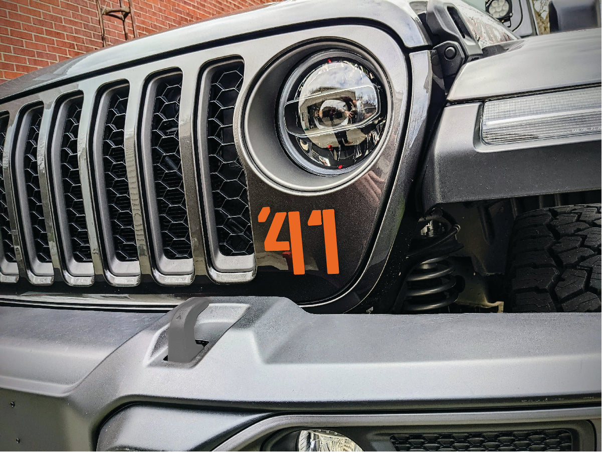 '41 Decal Pair-Willys Inspired- Fits Jeep Wrangler & Gladiator Grille Decal-Pair