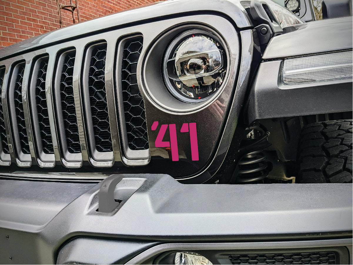 '41 Decal Pair-Willys Inspired- Fits Jeep Wrangler & Gladiator Grille Decal-Pair