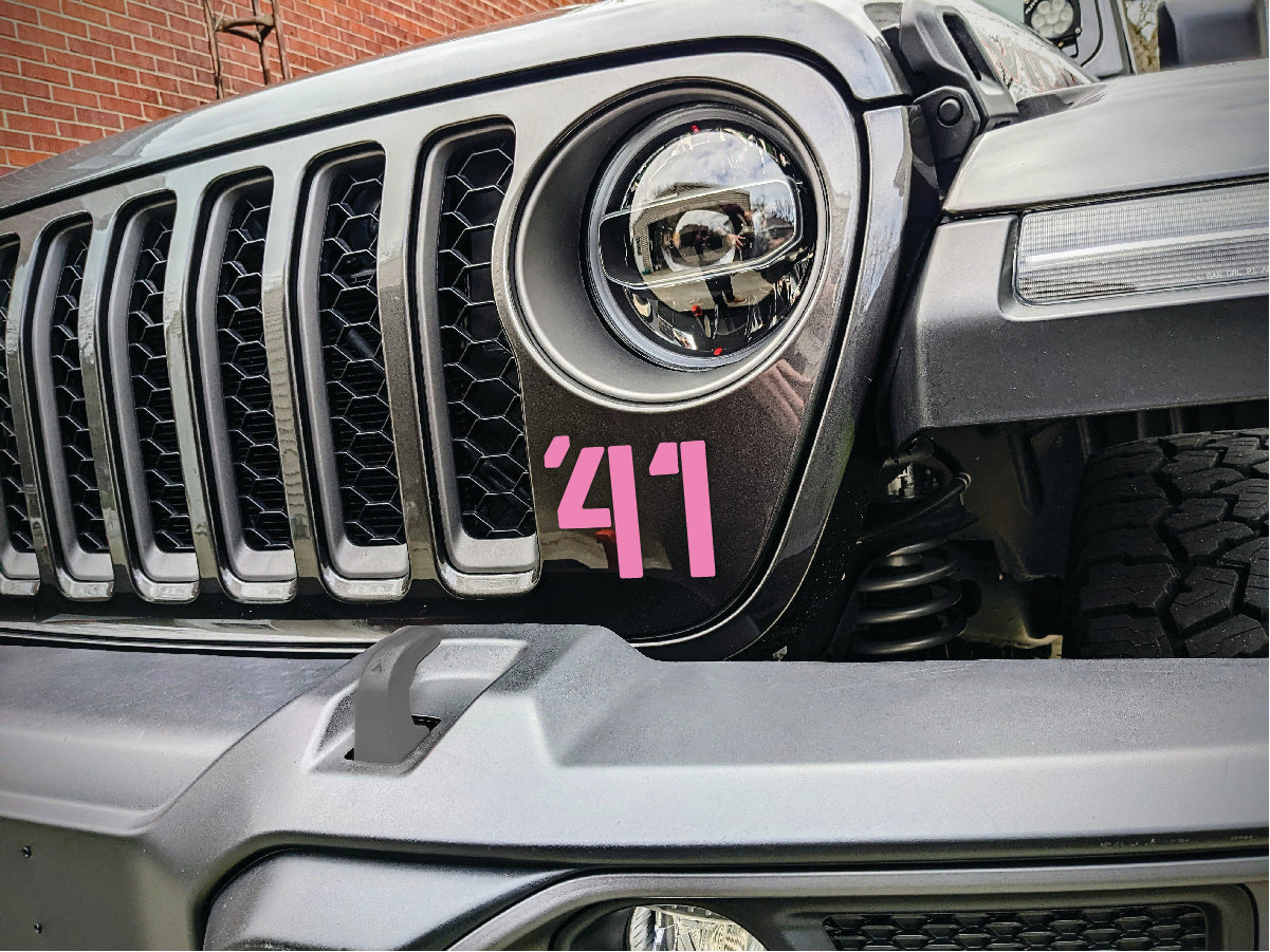 '41 Decal Pair-Willys Inspired- Fits Jeep Wrangler & Gladiator Grille Decal-Pair