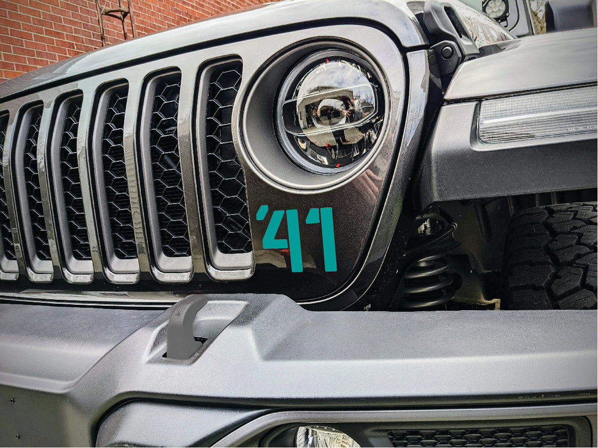 '41 Decal Pair-Willys Inspired- Fits Jeep Wrangler & Gladiator Grille Decal-Pair