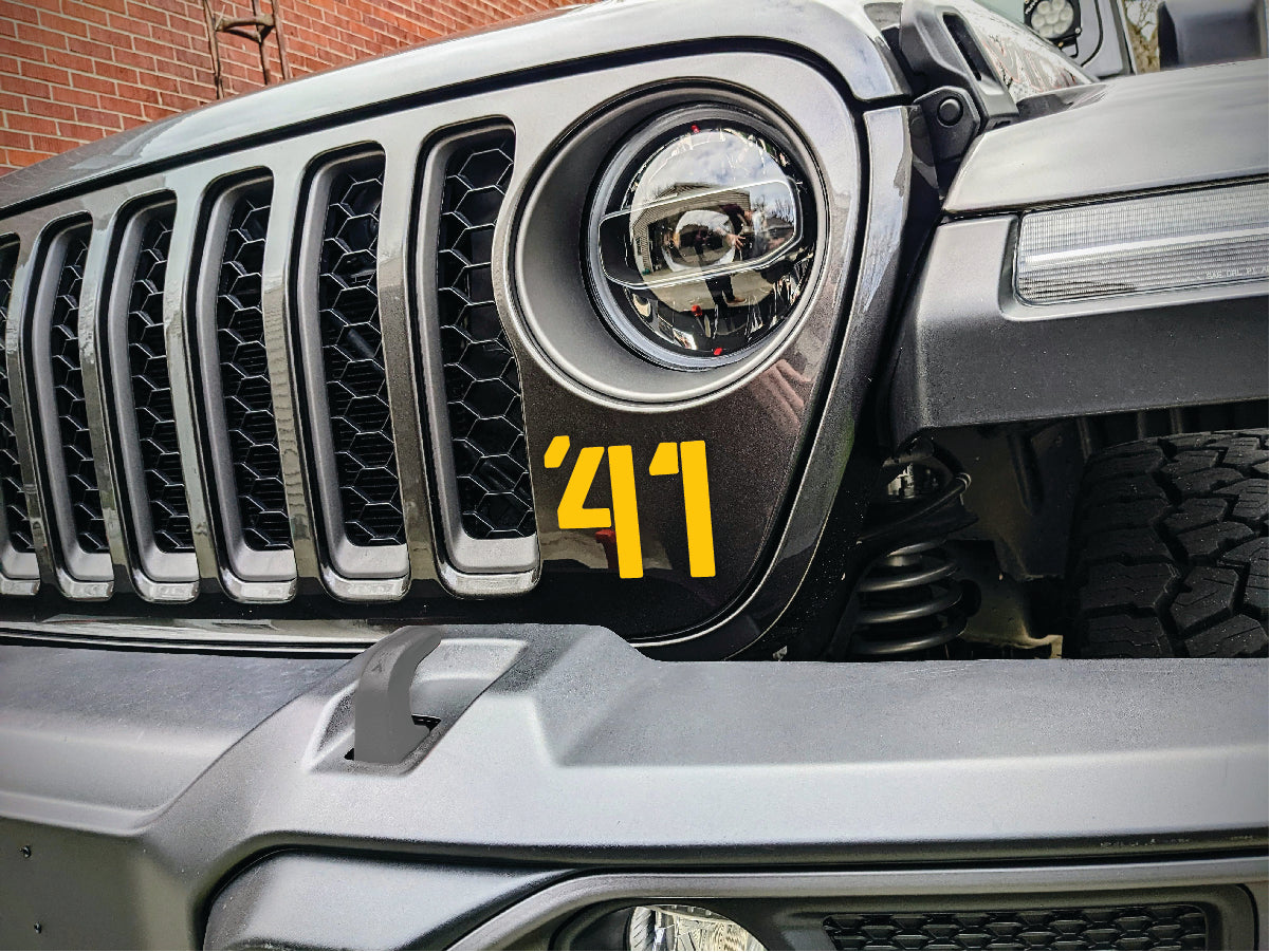 '41 Decal Pair-Willys Inspired- Fits Jeep Wrangler & Gladiator Grille Decal-Pair