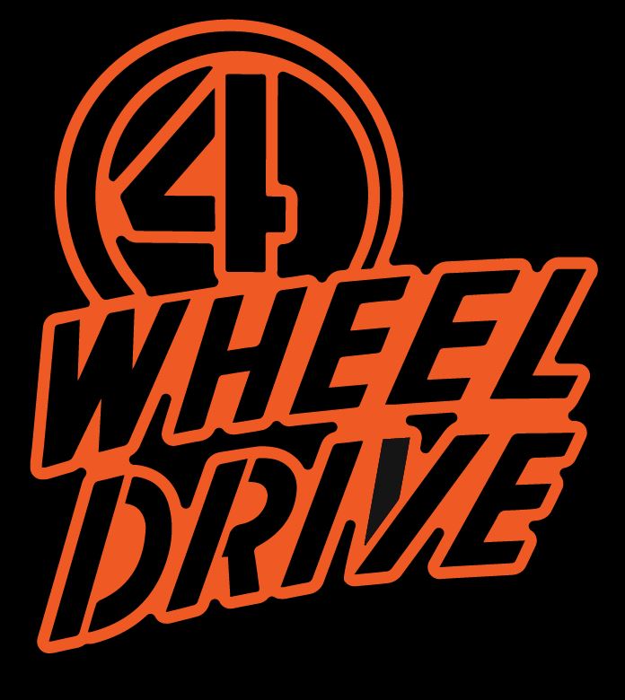 Outline 4 Wheel Drive-Willys Inspired- Fits Jeep Wrangler & Gladiator Grille Decal-Pair