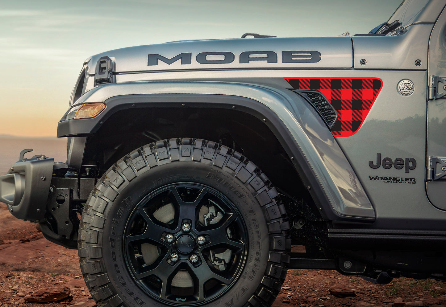 Buffalo Plaid Rubicon Blackout 2-Layer Decal- Fits Jeep Wrangler & Gladiator JL Fender Vent Decal-Pair