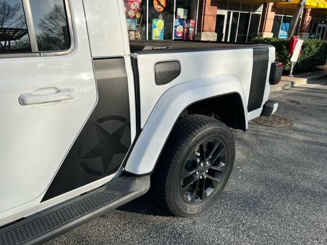 Black Accent Topograhpic Accent Line Gas Door Blackout Decal- Fits Jeep Gladiator Gas Door