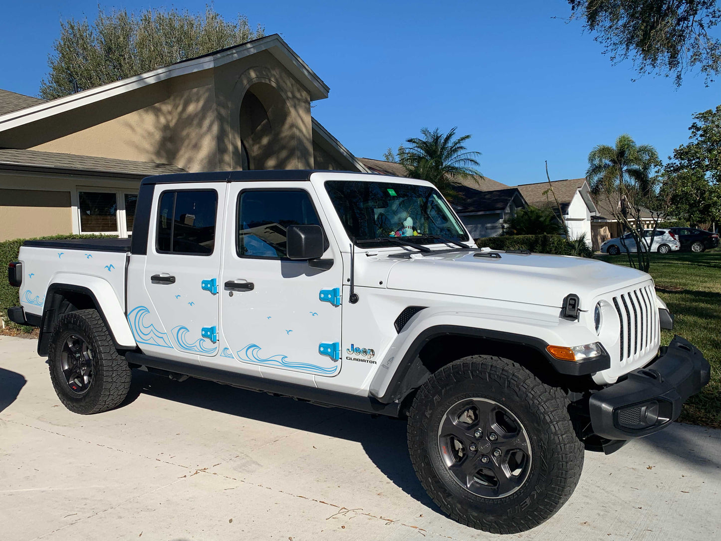 Jeep Gladiator Side Beach Wave Decals-Hawaiian, California, Florida- Fits Jeep Gladiator JL Side Decal-Pair (8 Pieces)