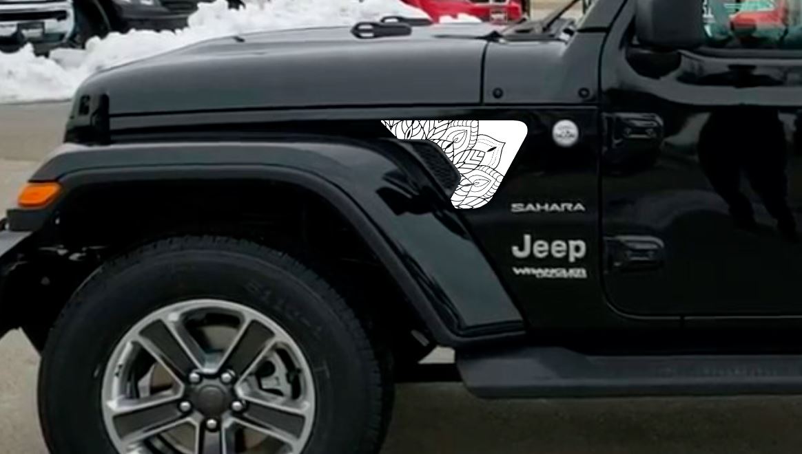 Mandala Spiritual Symbol Theme Decal- Fits Jeep Wrangler  & Gladiator Fender Vent Decal-Pair