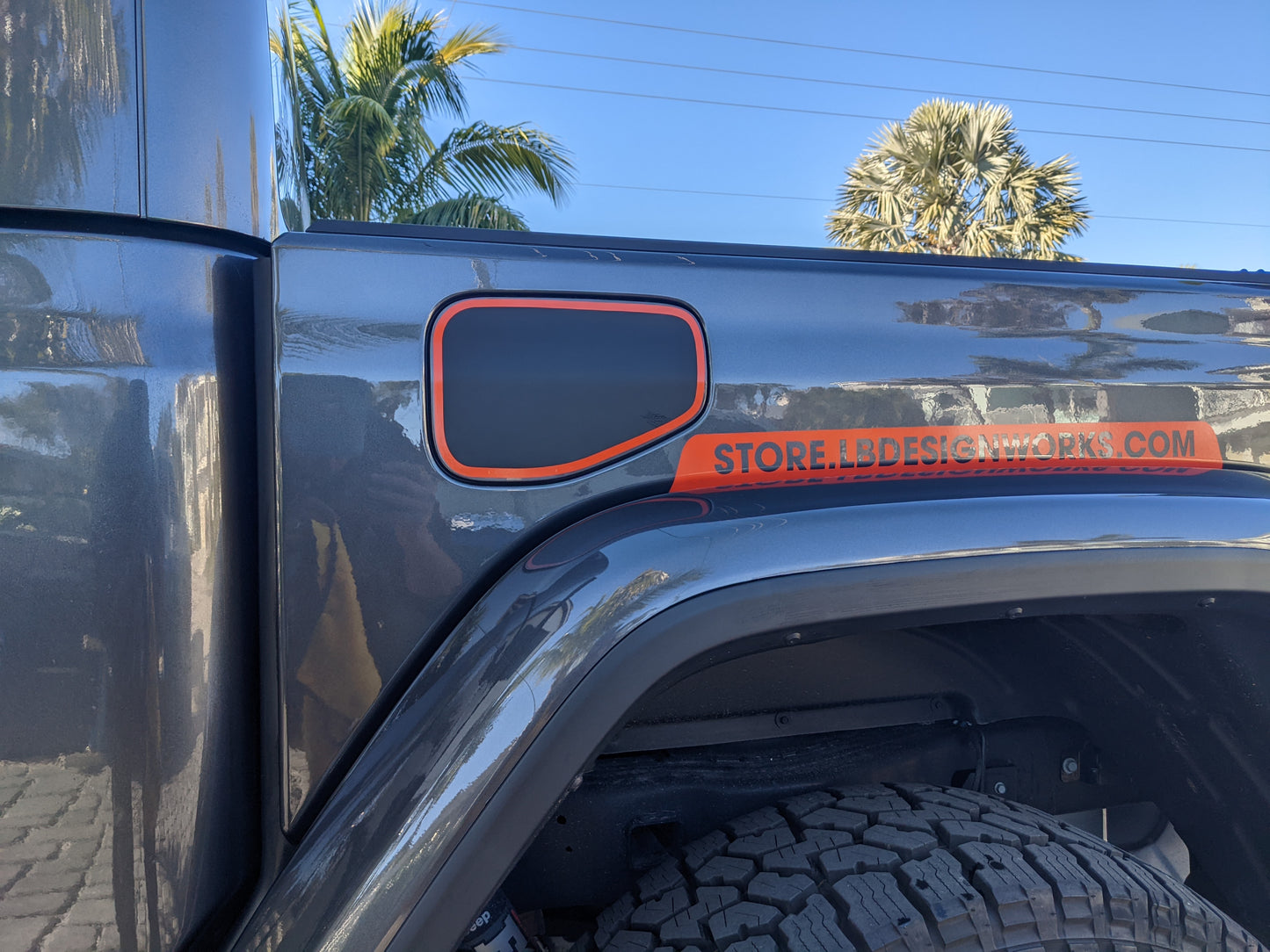 Orange Accent Line Gas Door Blackout Decal- Fits Jeep Gladiator Gas Door