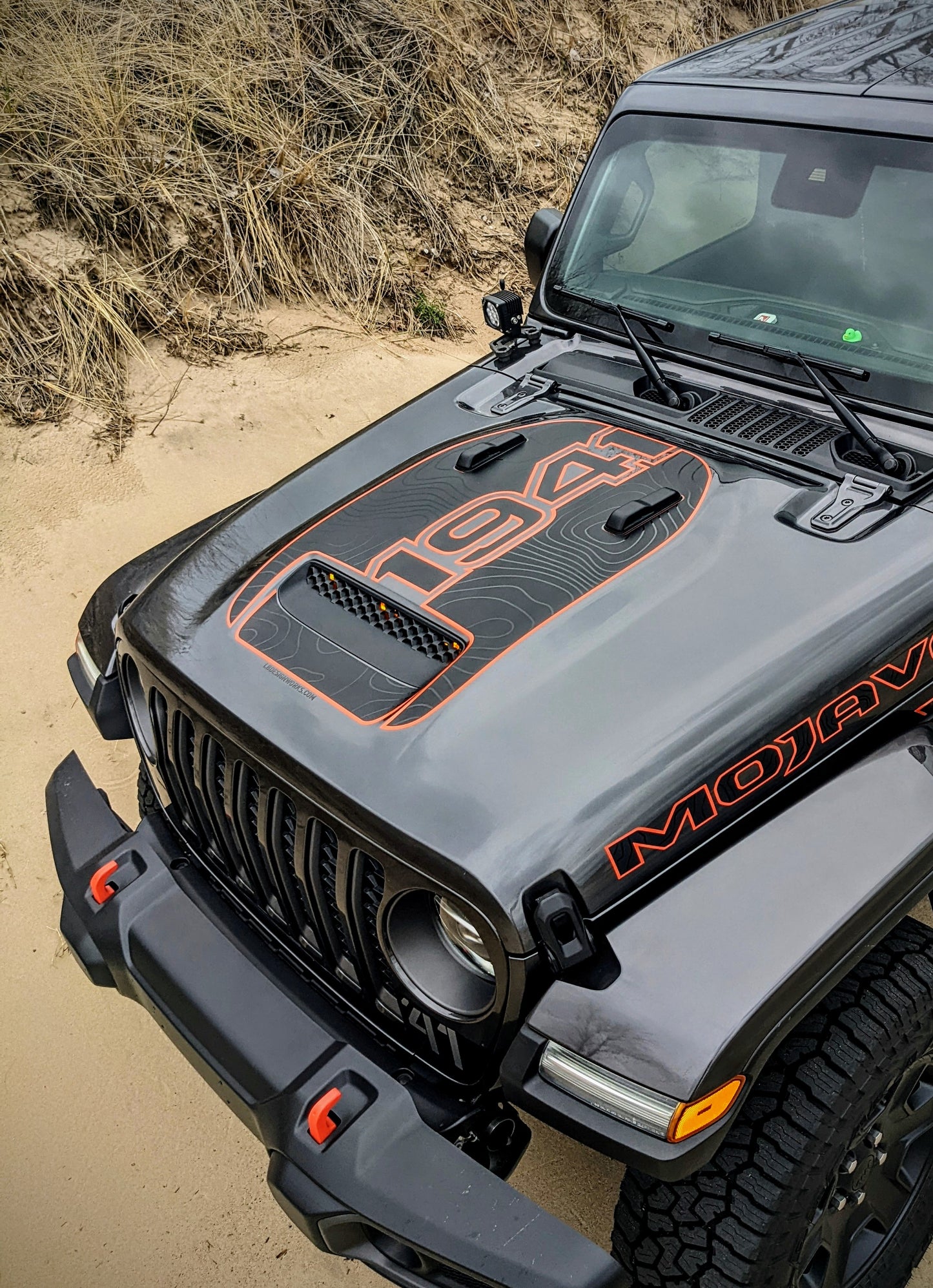 Topographical Color Line 1941 Mojave 392 Hood Decal Jeep Wrangler, Gladiator 3 Layer Decal