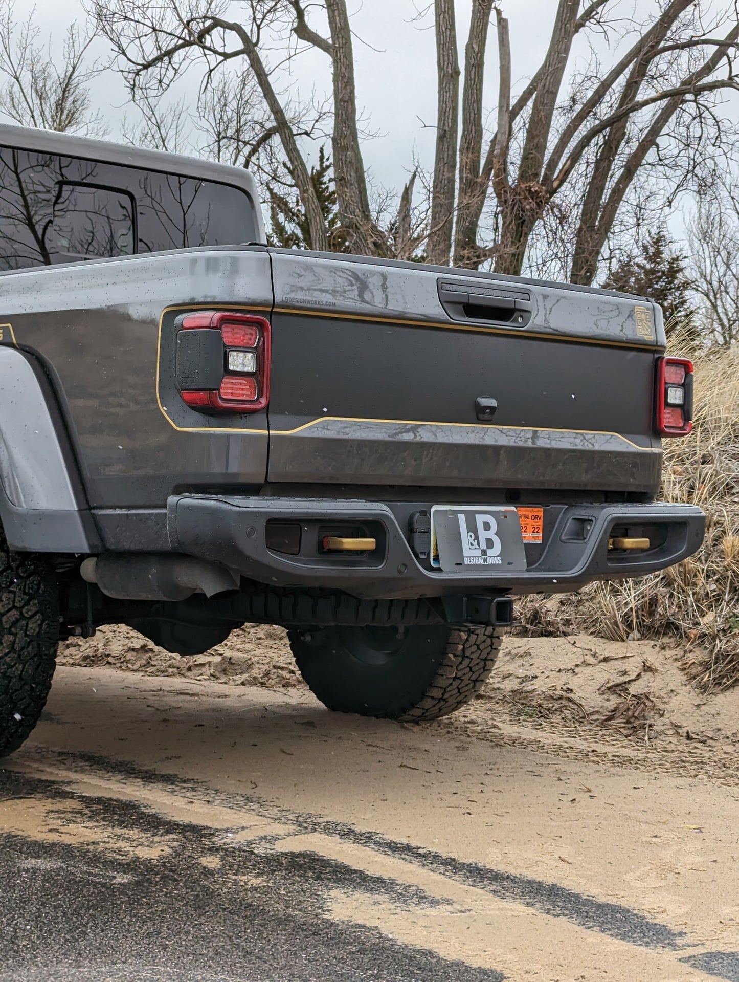 Blackout Arched Tailgate Gold Color Line Rubicon Mojave 3 Layer decal set- fits 2020 and newer Jeep Gladiator
