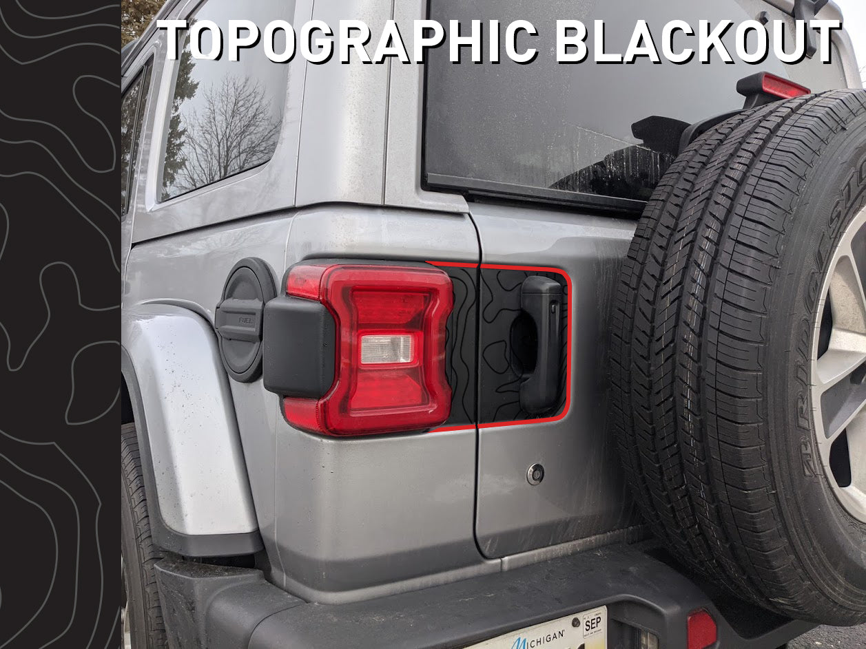 Rear Door Handle Topographical Red Line Blackout Decal- Fits Jeep Wrangler JL & JLU Decal