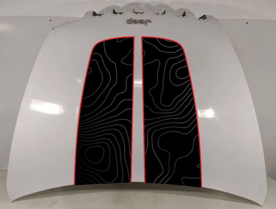 Split Cherokee Topographical Color Line Hood Decal (6 Pieces)