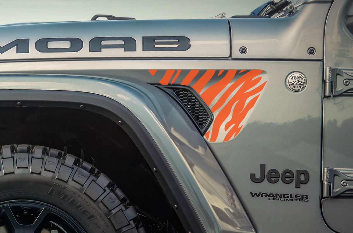 Tiger, Zebra Stripes, Animal Pattern Theme Decal- Fits Jeep Wrangler & Gladiator Fender Vent Decal-Pair