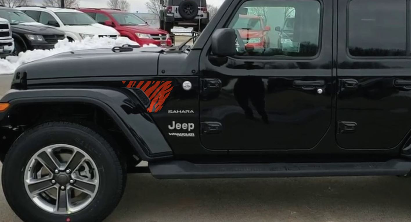 Tiger, Zebra Stripes, Animal Pattern Theme Decal- Fits Jeep Wrangler & Gladiator Fender Vent Decal-Pair