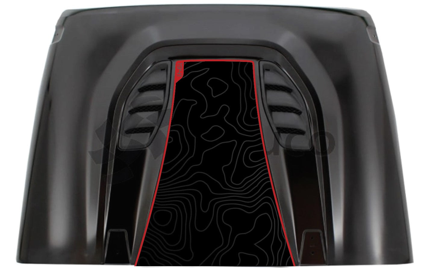 Topographical Hard Rock/Anniversary JK 1941 Red Line Rubicon Blackout Hood Decal- Fits Jeep Wrangler JK Hood Decal (3 Pieces)