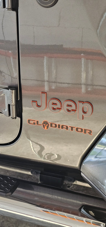 Gladiator Color Line Logo Badge Blackout 2-Layer Decal- Fits Jeep Gladiator  Decal-Pair
