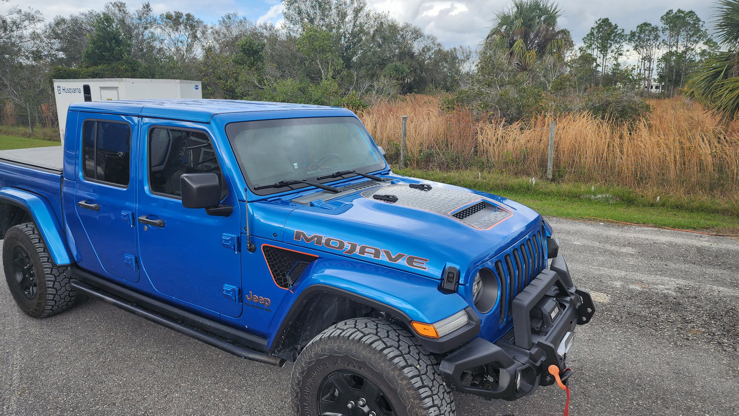 Alligator Skin Accent Color Line Mojave/392 Blackout Hood Decal- Fits Jeep Wrangler & Gladiator Hood Decal (3 Pieces)