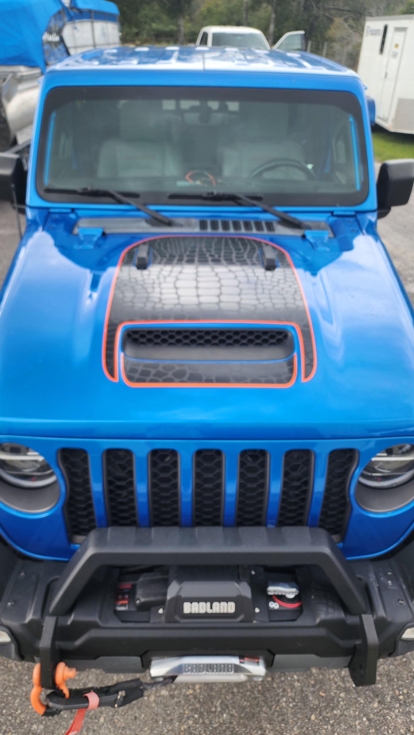 Alligator Skin Accent Color Line Mojave/392 Blackout Hood Decal- Fits Jeep Wrangler & Gladiator Hood Decal (3 Pieces)