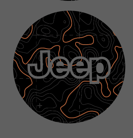 Printed Topographical Steering Wheel Jeep Overlay Vinyl Decal Set-Pair- fits Wrangler JL & Jeep Gladiator JT