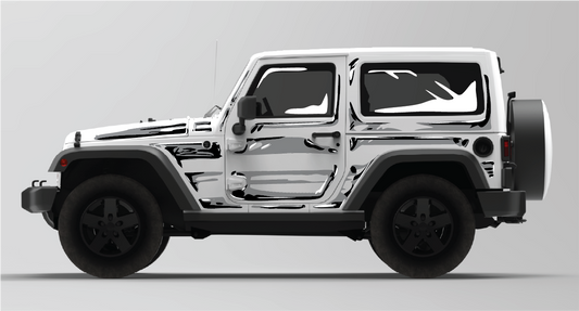 2 Door Jeep Wrangler JK: Comic Style Cel Shading Sketch  Graphics Kit
