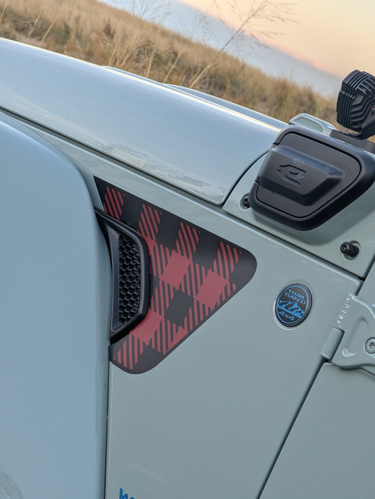 Buffalo Plaid Rubicon Blackout Single Layer Printed Decal- Fits Jeep Wrangler & Gladiator JL Fender Vent Decal-Pair