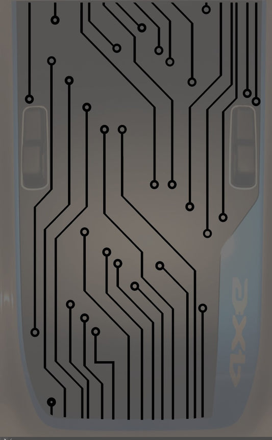 Circuit Board Design Overlay for 4XE Factory Hood Decal
