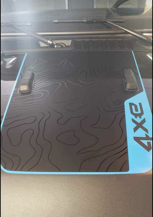 4XE Topographical Accent Line Blackout Hood Decal- Fits Wrangler & Gladiator JL Hood Decal (3 Pieces)