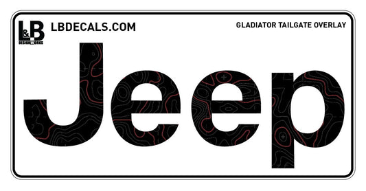 Topographic Tailgate Jeep Overlay Vinyl Decal Set-Pair- fits Wrangler JL & Jeep Gladiator JT