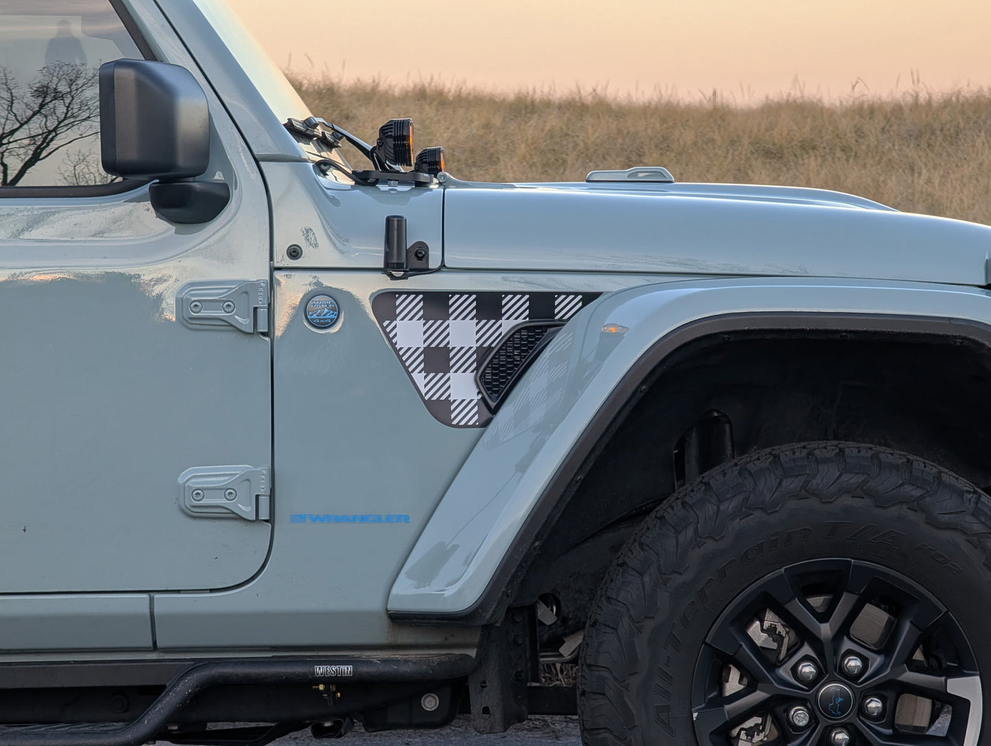 Buffalo Plaid Rubicon Blackout  Single Layer Printed Decal- Fits Jeep Wrangler & Gladiator JL Fender Vent Decal-Pair