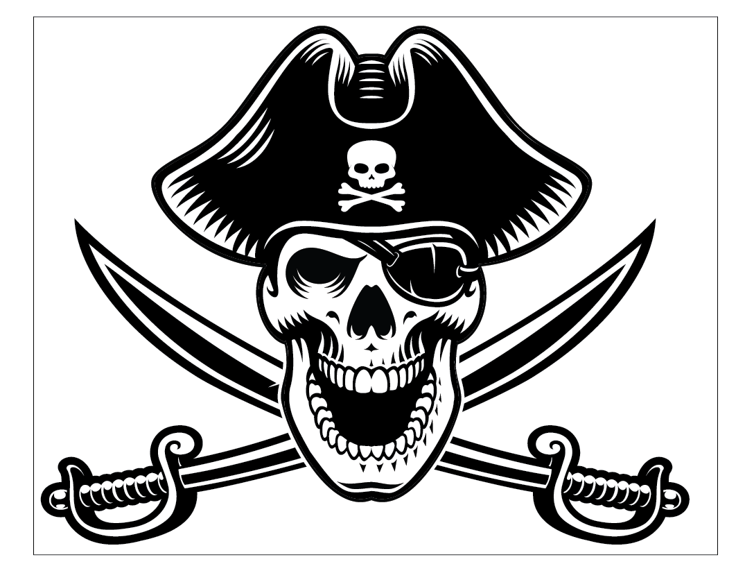 Pirate Skull and Swords Cab Slider Window Decal