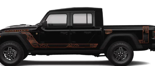 Gladiator Scrambler Style Topographical Accent Red Line Rubicon Blackout Stripe Decal Set- fits 2020 and Newer Jeep Gladiator