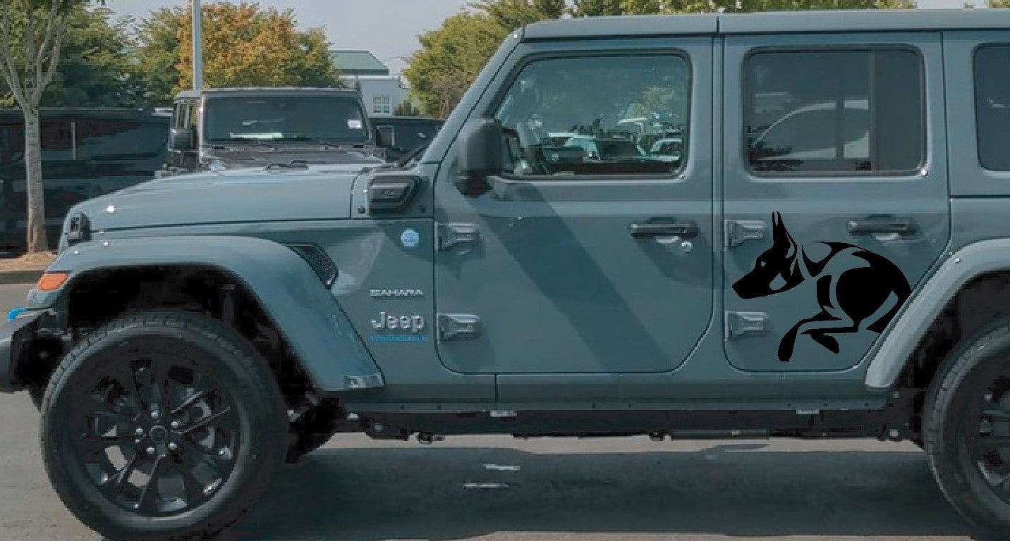 Doberman Dog Side Door Decal- Fits Jeep Wrangler & Gladiator JL Side Door Decal-Pair