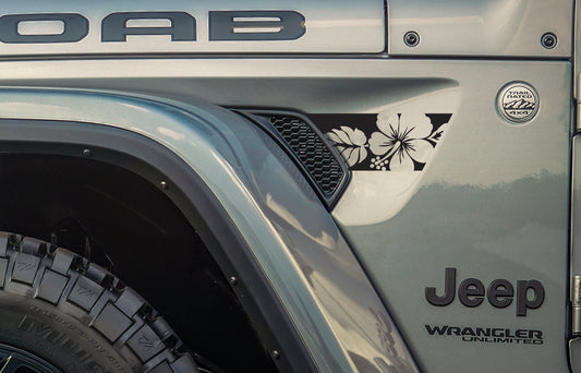 Hibiscus Design Flag Vent Decal-Fits Jeep Wrangler JL & Gladiator Fender Vent
