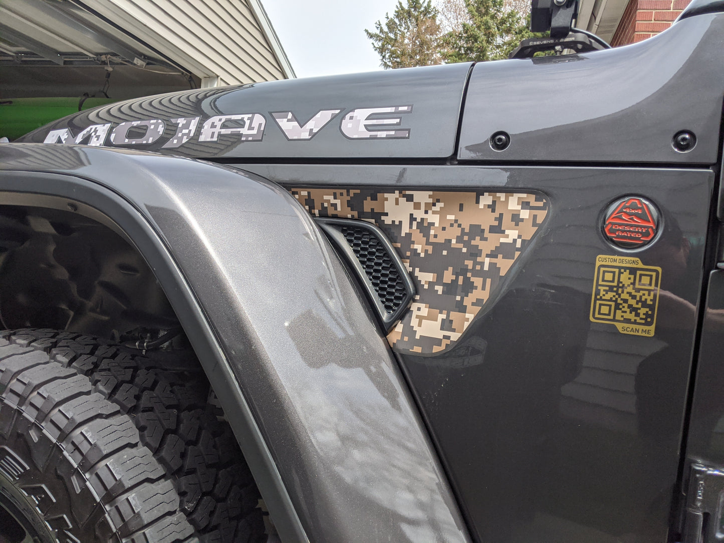 Digital Camouflage Printed Blackout Vent Rubicon Mojave decal set- fits 2020 and newer Jeep Gladiator